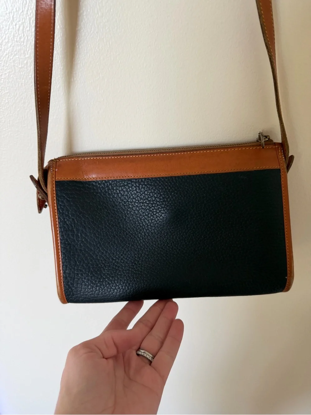 DOONEY & BOURKE Vintage Pebbled All-Weather Black & Brown Crossbody Insert Card